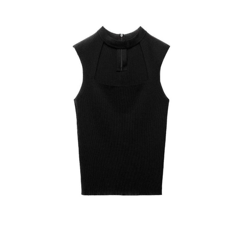 Square Neck Knit Zara Black Top